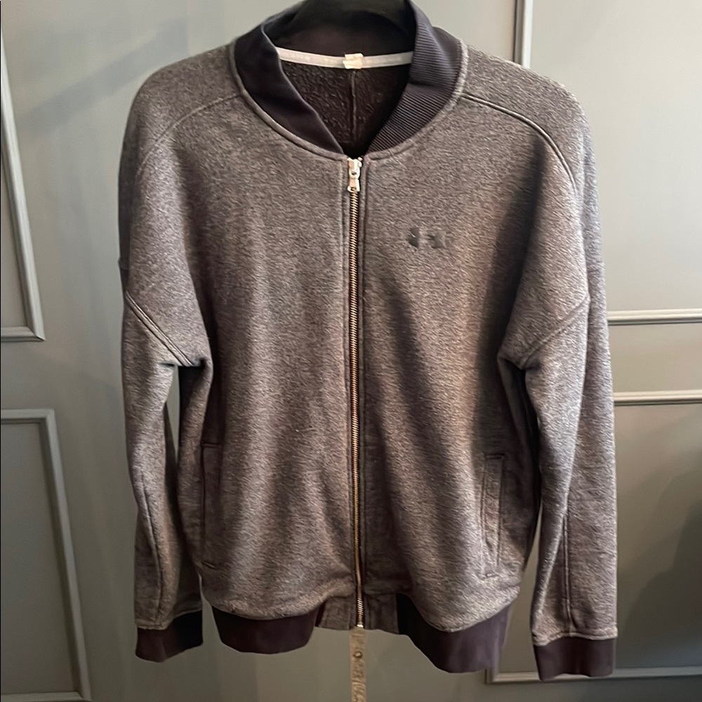 Under Armour Threadborne Womens Size L Fleece Bomber Full Zip Jacket Sweatshirt